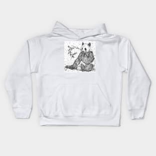 PANDA eating - pencil portrait Kids Hoodie